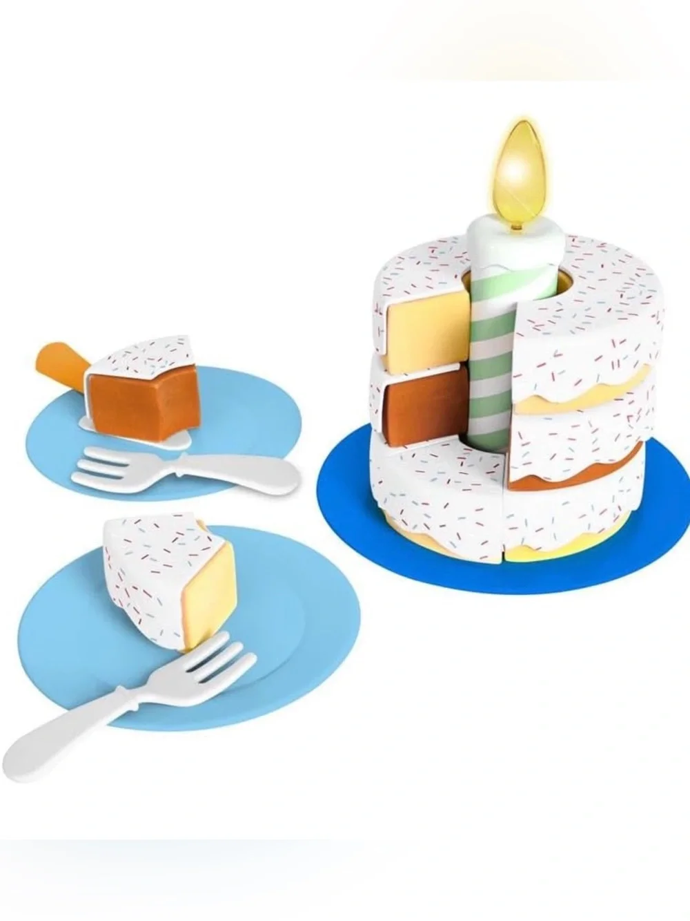 Pretend Birthday Cake Party Play Accessories Set 19 pc. toy cake plates utensils
